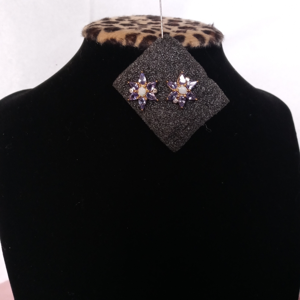 Tanzanite,Opal & diamond post earrings